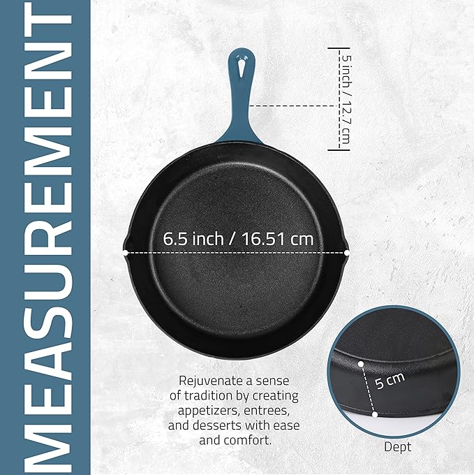 Utopia Kitchen Cast Iron Frying Pan 6.5 Inch, Cast Iron Chefs Pan, Pre Seasoned - Image 2