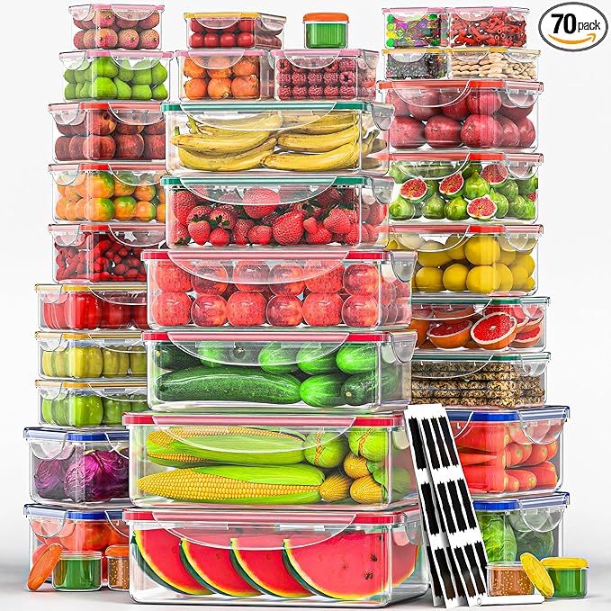 70 Pcs Large Food Storage Containers by RockBerry