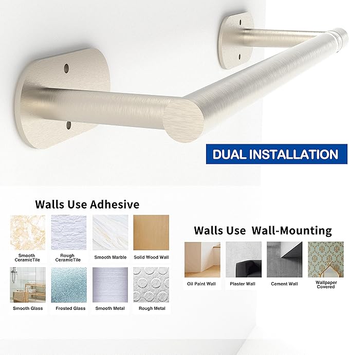 RUACQ Paper Towel Holder Under Cabinet, Wall Mounted or Adhesive Stainless - Image 4