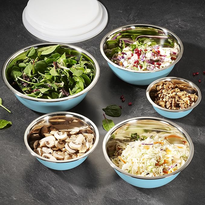 WHYSKO Stainless Steel Mixing Bowl Set, 10 Piece Stainless Steel Mixing Bowls - Image 4