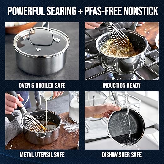 Blue Diamond Hybrid Nonstick Stainless Steel 2QT Saucepan - Image 5