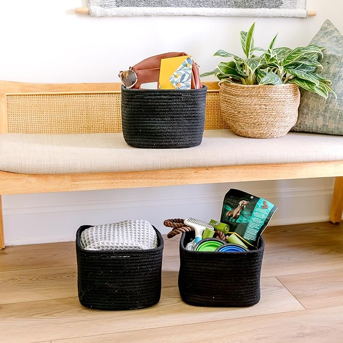 NaturalCozy Storage Cubes 9”x9”x7”Cotton Rope Woven Baskets - Image 9