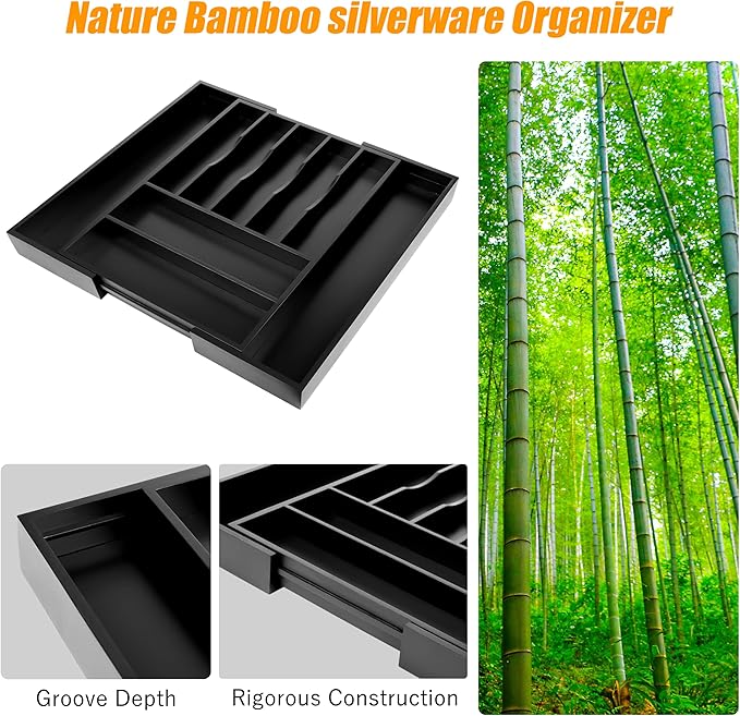 Bellsal Large Premium Bamboo Silverware Organizer - Image 4