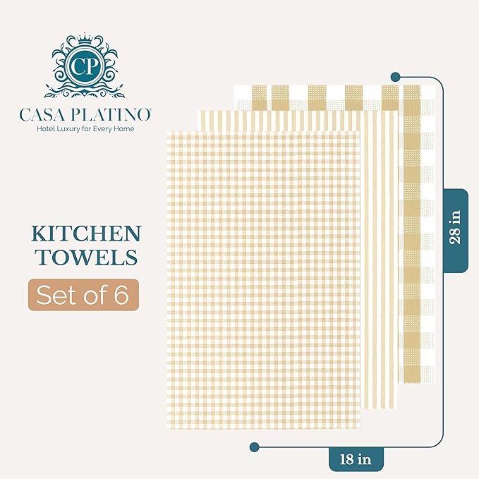 Casa Platino Dish Towels for Kitchen 18" x 28", Dish Towels Set of 6 – Great - Image 2