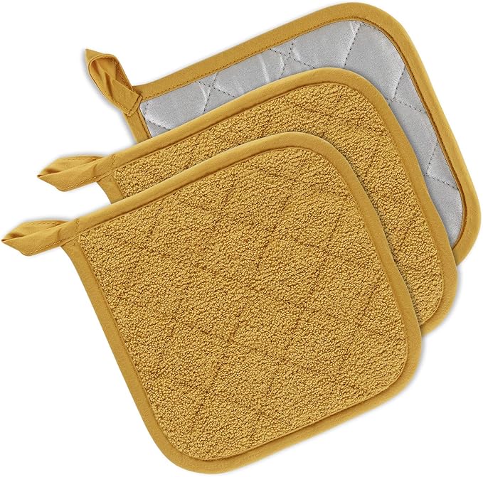 DII Basic Terry Collection Quilted 100% Cotton, Honey Gold, 3 Piece by DII