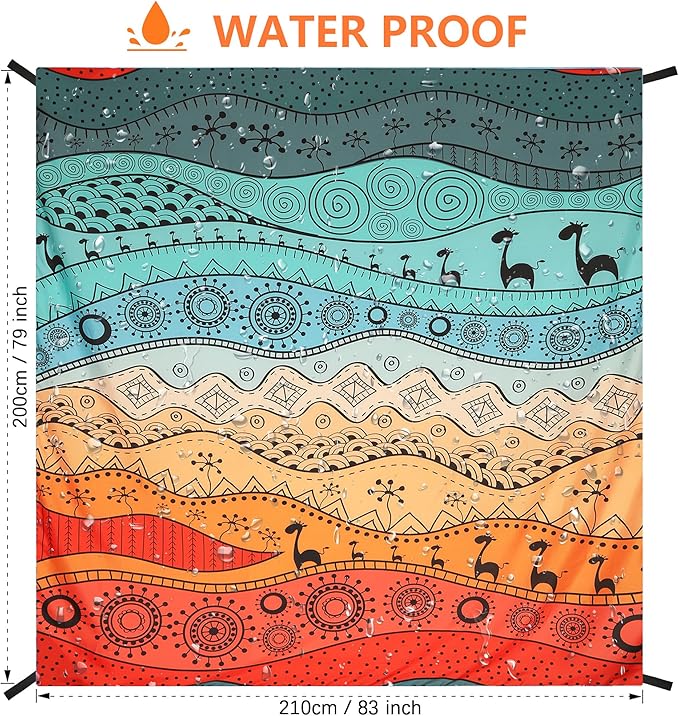 WIWIGO Beach Blanket Waterproof Sandproof Beach Mat 79" X 83"/10'x9'for 2-8 - Image 2