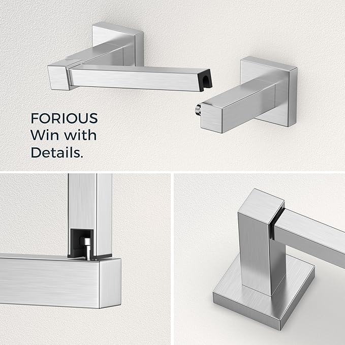 FORIOUS Toilet Paper Holder Set Wall Mount, SUS 304 Stainless Steel Pivoting - Image 3