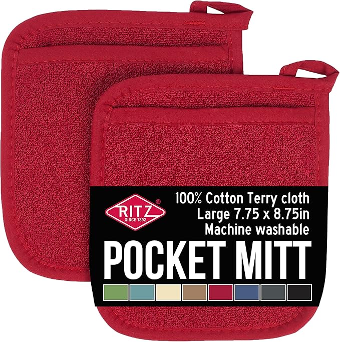 RITZ Terry Pocket Mitt & Hot Pad: Unparalleled Heat Resistant, Durable 100% by Ritz+Foodservice
