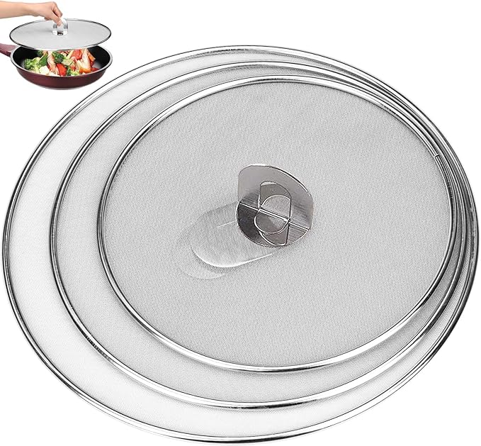 3 Pack Splatter Screen for Frying Pan 13" 11.5" 9.8" Stainless Steel Grease - Image 9