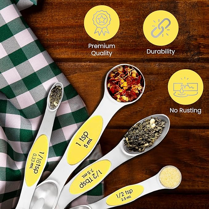 Magnetic Measuring Spoons Set of 9 Stainless Steel Dual-Sided Stackable - Image 3