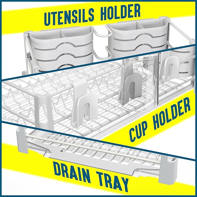 Simple Houseware White Dish Drying Rack - Image 3