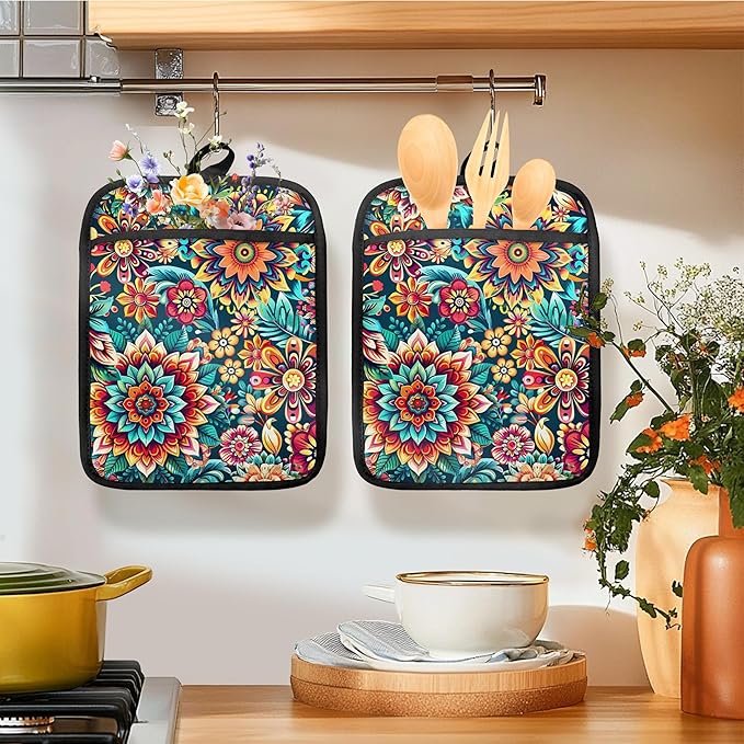 Vibrant Mandala Floral Pot Holders - Image 2