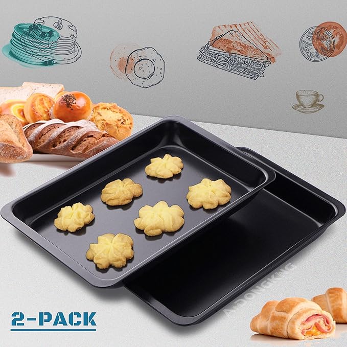 Baking Sheet Pans, Cookie Tray, Nonstick Heavy Carbon Steel Bakeware, 12 X 7.5 - Image 6