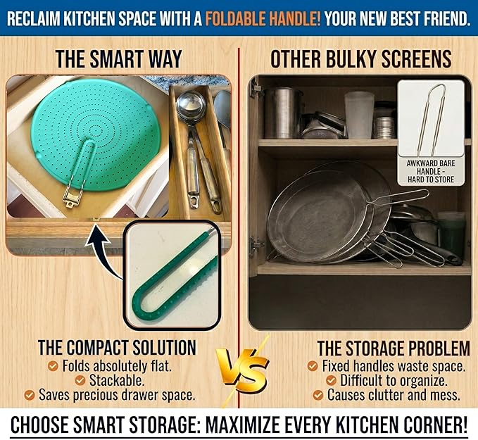 Silicone Splatter Screen for Frying Pan, 13” Green – Grease & Oil Splatter Guard - Image 3