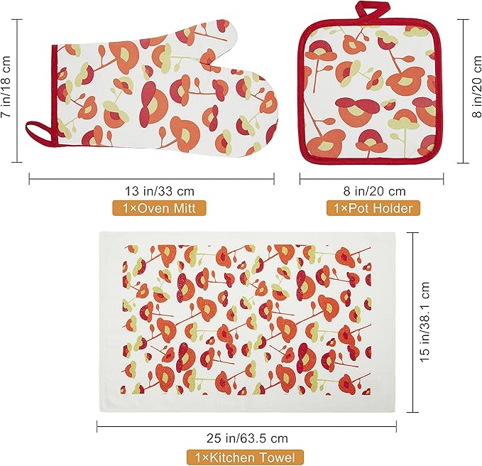 Oven Mitts and Potholders Dish Towles Set 100% Cotton - Image 6