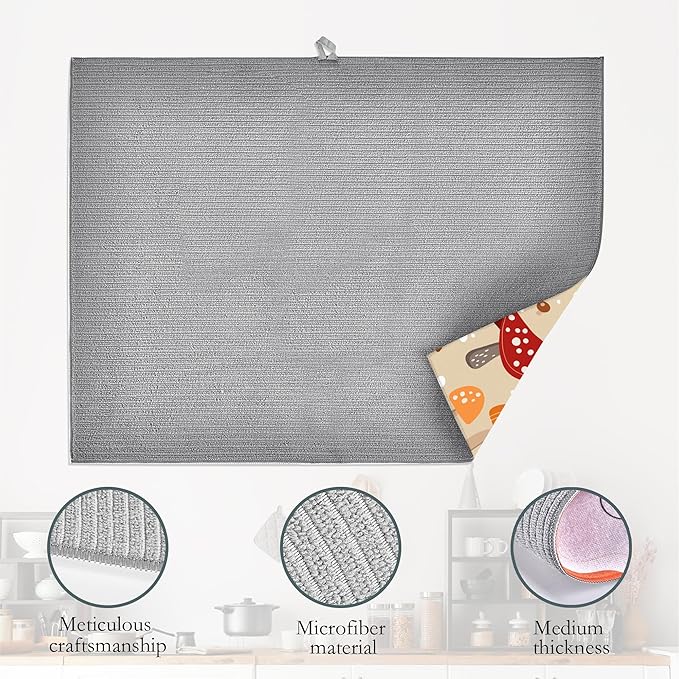 Funny Mushrooms Dish Drying Rack Mats Decor - Image 4