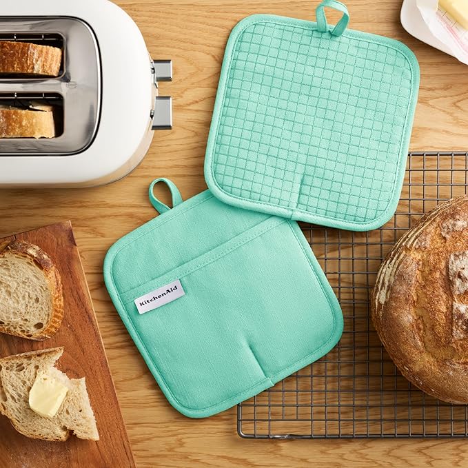 KITCHENAID Gourmet Series Gridlines Pot Holders 2-Pack Set, Heat Resistant up - Image 2