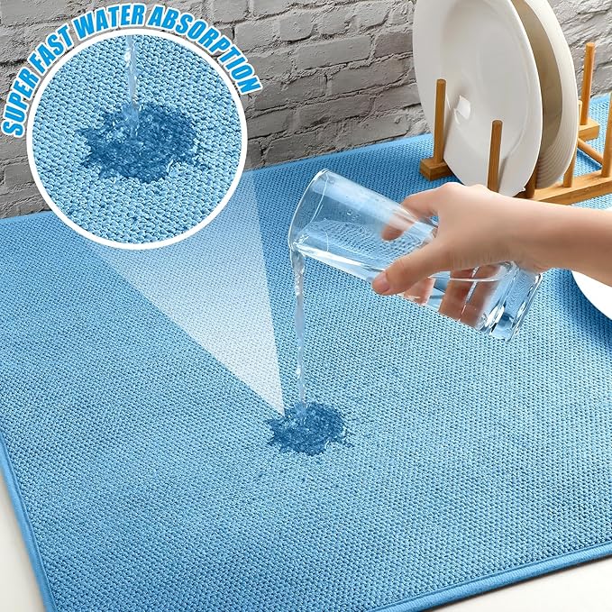 Hushee 2 Pack Extra Large Dish Drying Mat Microfiber Absorbent Dish Drying Pad - Image 3