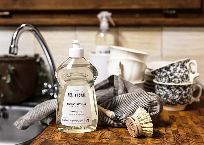 Fer à Cheval Marseille Dishwashing Soap, Allergen Free, Olive Oil Based, Made in France, Liquid Dish Soap, 2 Pack, 500 ml / 16.9 fl oz Each