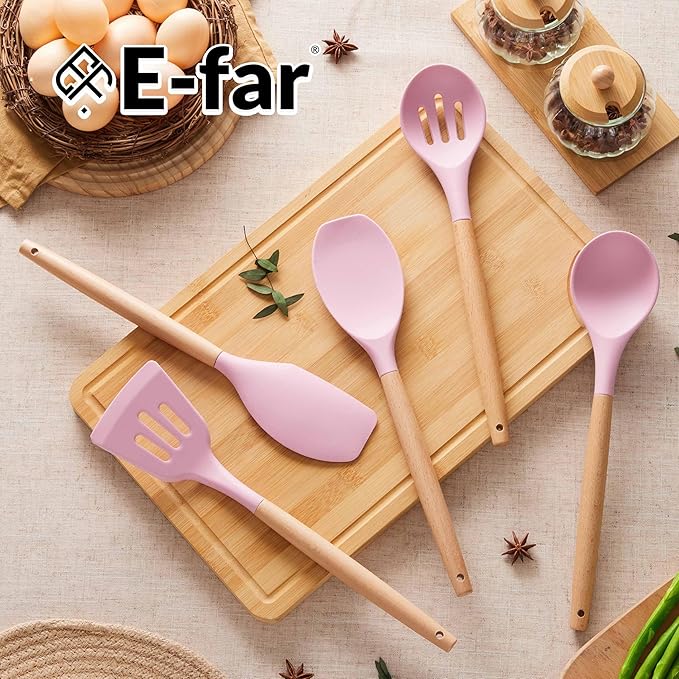 E-far Silicone Cooking Utensils Set, 5-Piece Kitchen Utensils Set - Image 6