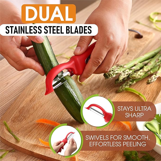 Spring Chef Professional Red Swivel Vegetable Peeler - Image 2