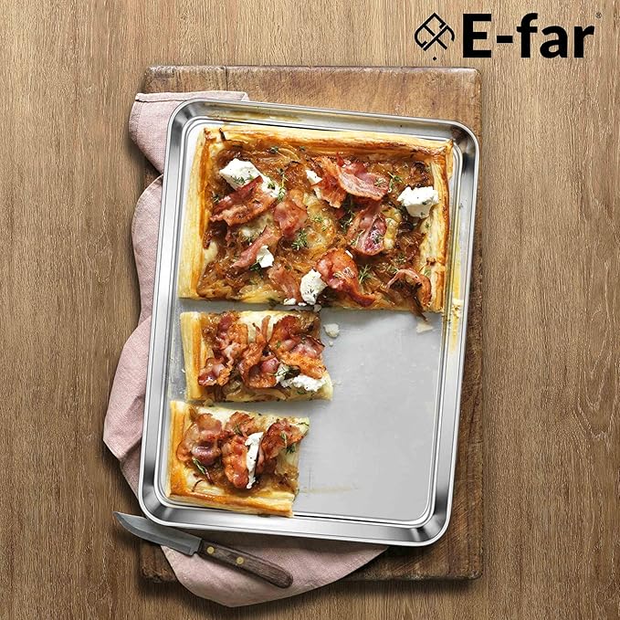 E-far Large Baking Sheets Set of 4, 20”x14” Stainless Steel Cookie Sheet Pans - Image 7