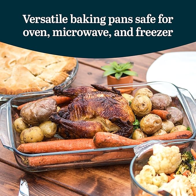 Libbey Baker's Basics 3-Piece Rectangular Glass Casserole Baking Dish Set - Image 2