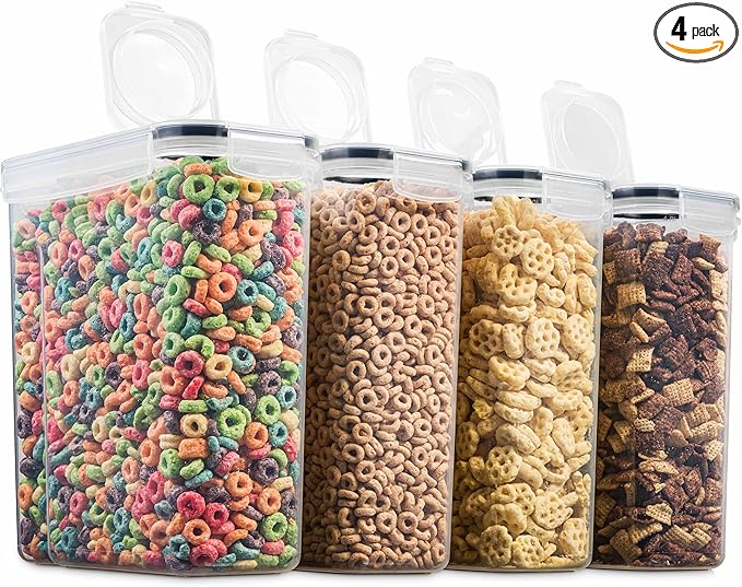 4 Pack Airtight Cereal & Dry Food Storage Container by Seseno