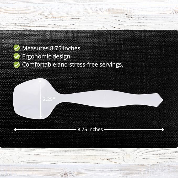 PARTY BARGAINS Disposable White Plastic Serving Spoons 8.75″ – Heavy-Duty White - Image 2