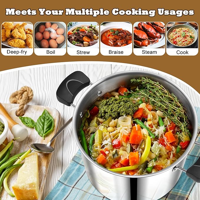 12 Quart 3-Ply Cooking Stock Pot - Image 5