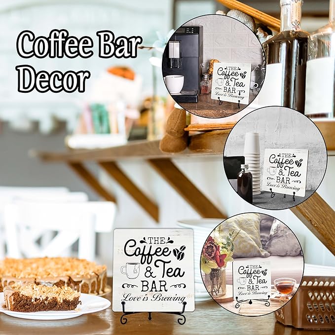 Coffee Bar Sign, Love is Brewing Farmhouse Tabletop Decor, Coffee and Tea Lover - Image 3