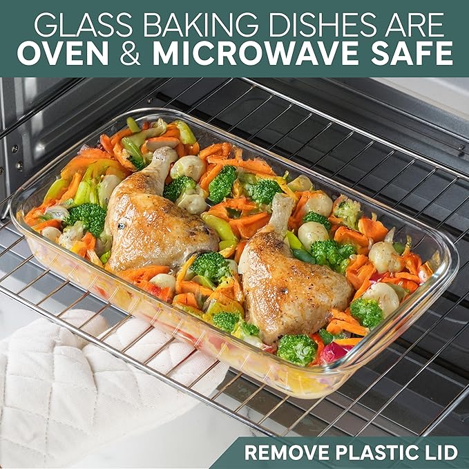 COOK WITH COLOR 8-Piece Deep Glass Baking Dish Set with Plastic Lids – - Image 6