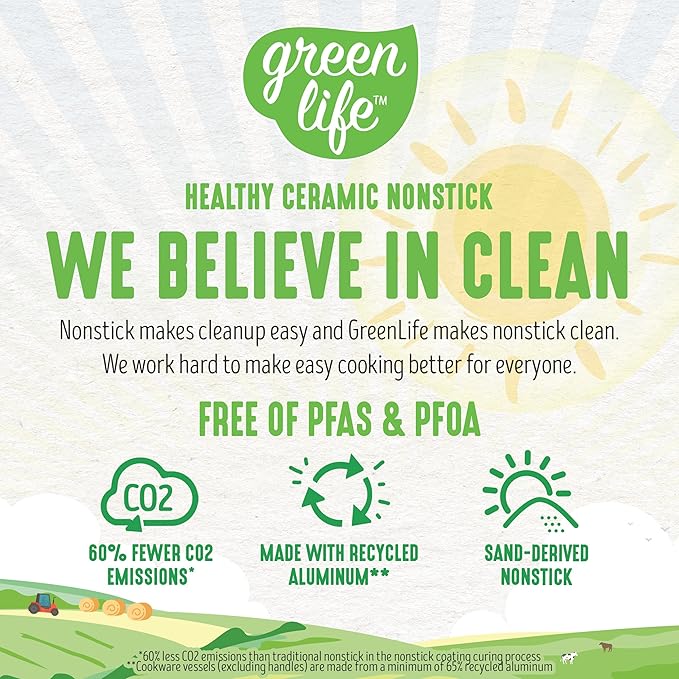 GreenLife 16 Piece Nonstick Cookware Set, Soft Grip Non-Toxic PFAS-Free Ceramic - Image 5