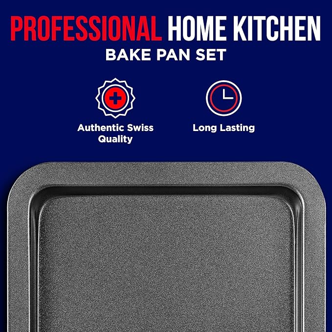 3 Piece Set Nonstick Carbon Steel Oven Bakeware -Professional Quality Kitchen - Image 3