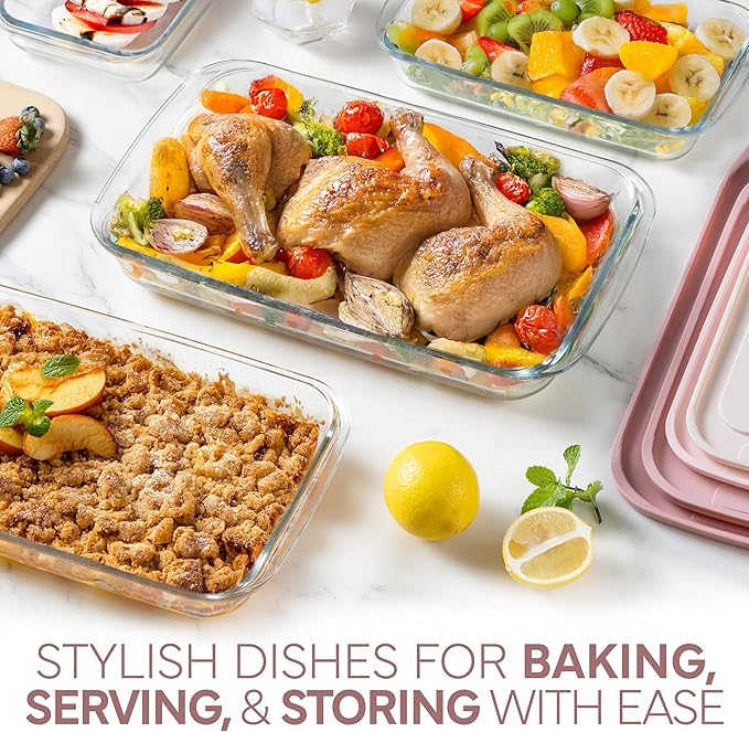 COOK WITH COLOR 8 PC. Glass Baking Dish Set with Lids - Image 2
