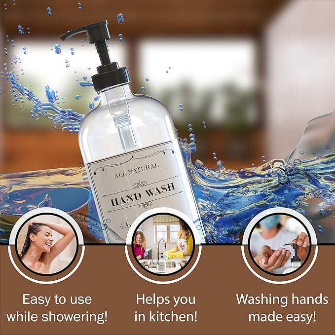 Sunrise Premium 16 OZ Thick Clear Glass Soap Dispenser - Image 3