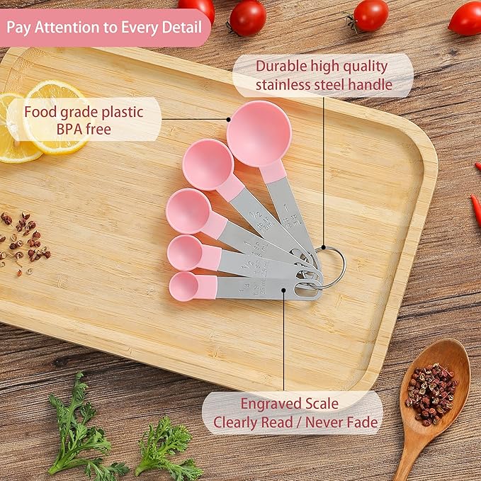 Measuring Cups and Spoons Set of Huygens Kitchen Gadgets 10 Pieces, Stackable - Image 3