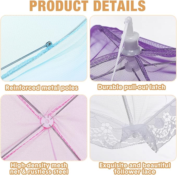 Tanlade 16 Pcs Mesh Food Cover Food Tent Set Reusable Collapsible Pop up Food - Image 3