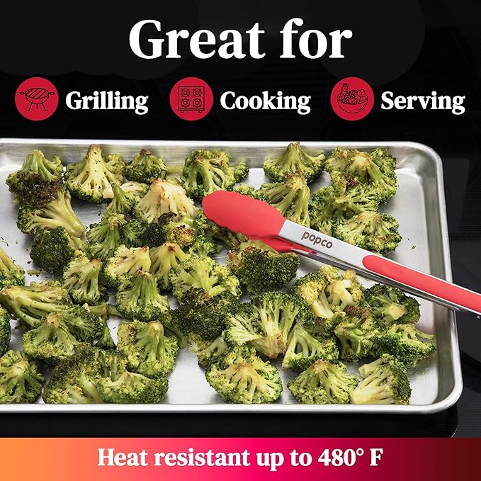 Popco 3-Piece Kitchen Tongs Set – Stainless Steel Heat Resistant Silicone Tips - Image 7