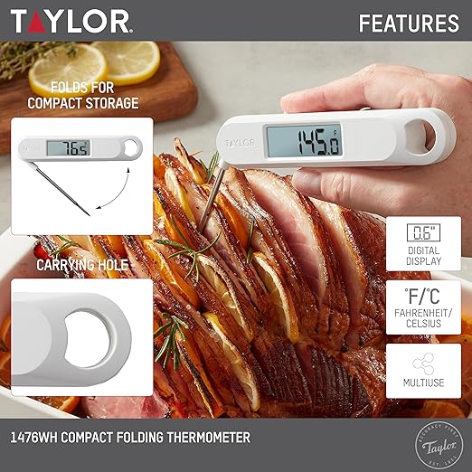 Taylor Folding Stem Display Food Instant Read Digital Thermometer, 0.7 Inch LCD - Image 2
