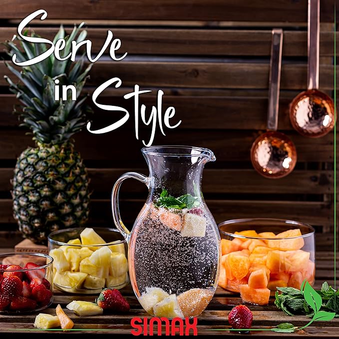 Simax Glass Pitcher With Spout, 1.5 Quart Borosilicate Glass Pitchers With - Image 6