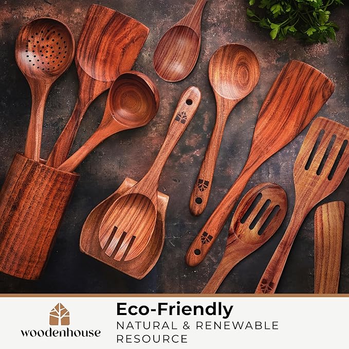 Wooden Spoons for Cooking – Wooden Cooking Utensils Set - Image 8