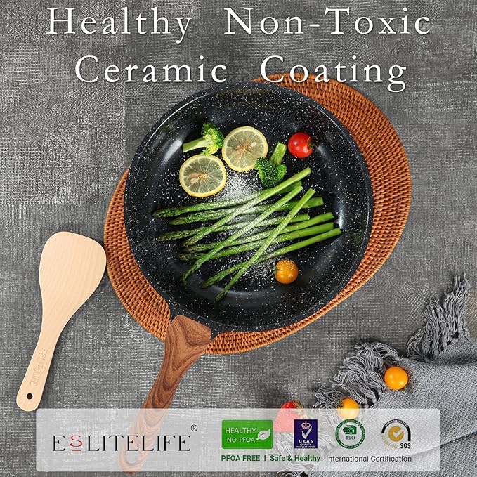 ESLITE LIFE Nonstick Ceramic Frying Pans Skillets Set - Image 3