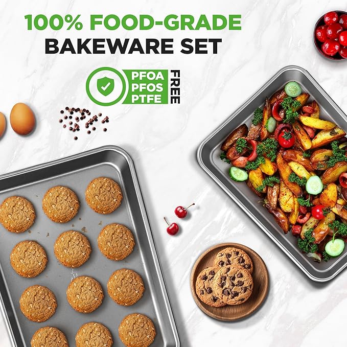 NutriChef 2-Piece Large & Medium Cookie Sheets - Image 5