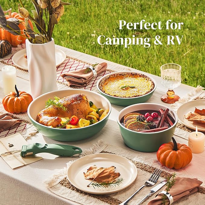 Redchef Ceramic Cookware Set, Removable Handle Pots and Pans Non-Stick - Image 3