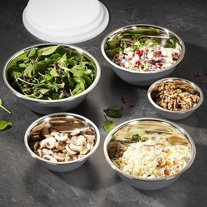 WHYSKO Stainless Steel Mixing Bowl Set, 10 Piece Stainless Steel Mixing Bowls - Image 4