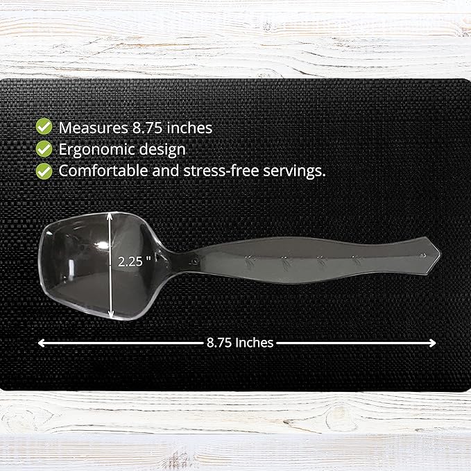 PARTY BARGAINS Disposable Clear Plastic Serving Spoons 8.75″ – Heavy-Duty Clear - Image 2