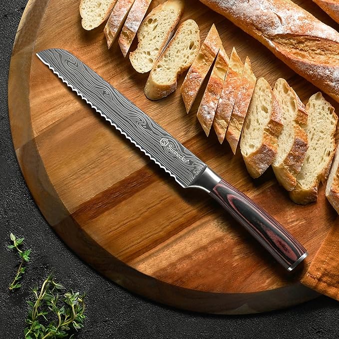 Sunnecko Bread Knife 8 Inch, High Carbon Stainless Steel Serrated Bread Knife - Image 6