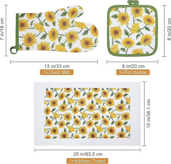 Oven Mitts and Potholders Dish Towles Set 100% Cotton - Image 6