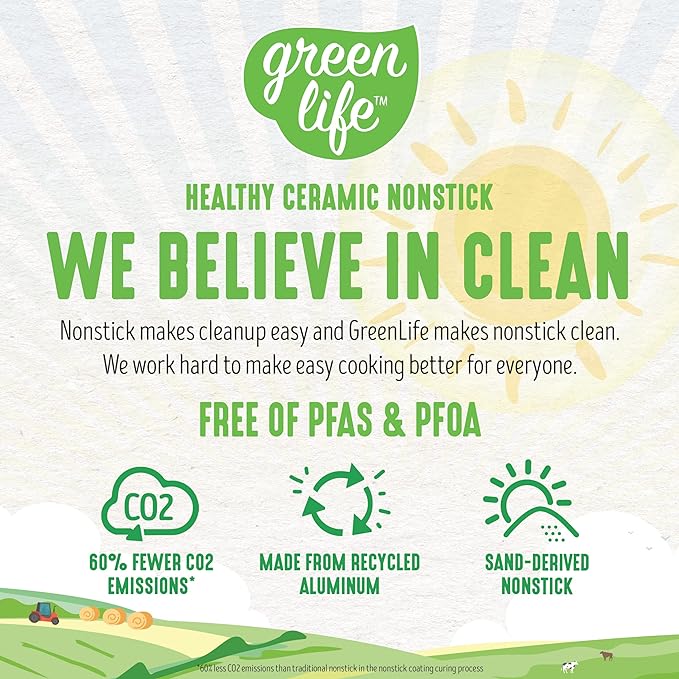 GreenLife Non Stick Fry Pan Set, Non-Toxic PFAS-Free Ceramic Skillets, - Image 10